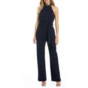 NWT Badgley Mischka Navy Georgina Formal Jumpsuit